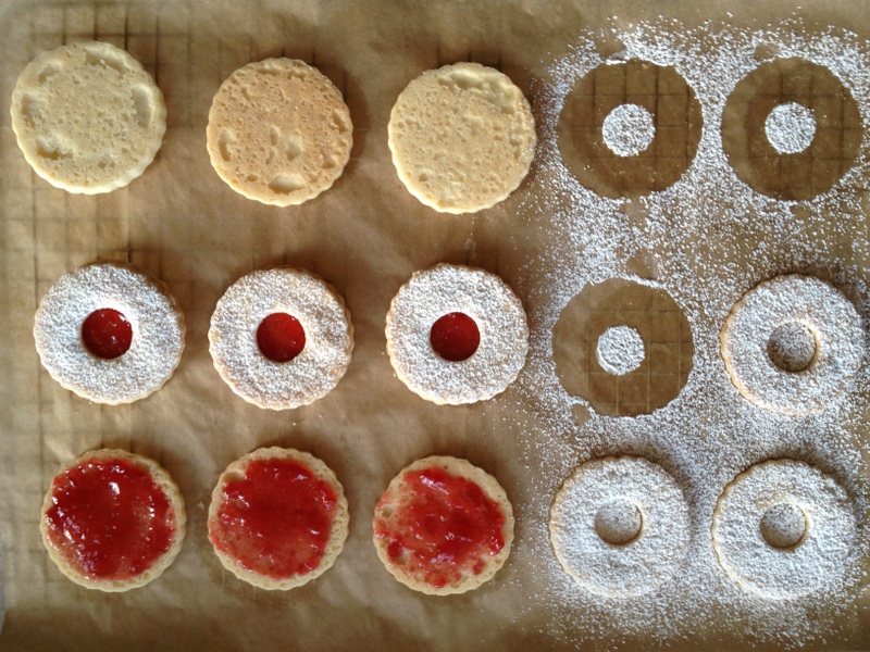 Linzer cookie stages