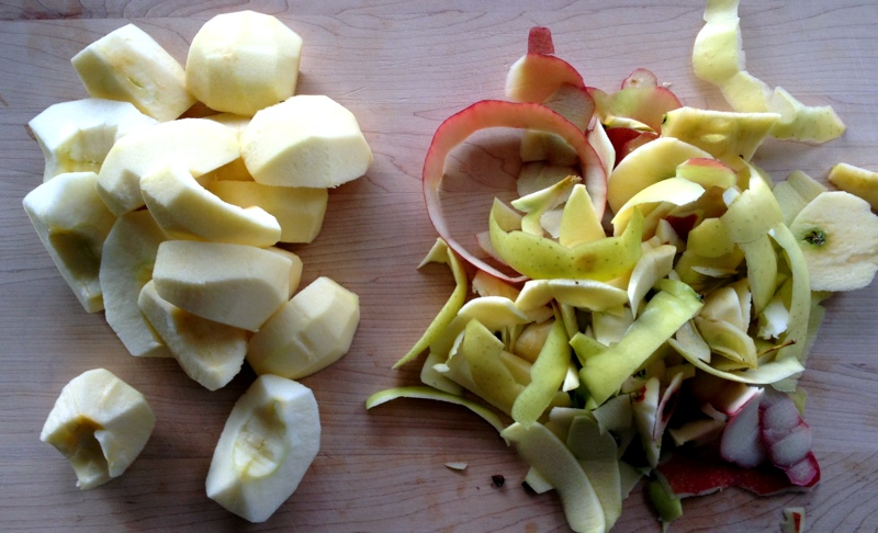 After the peel, before the dice.