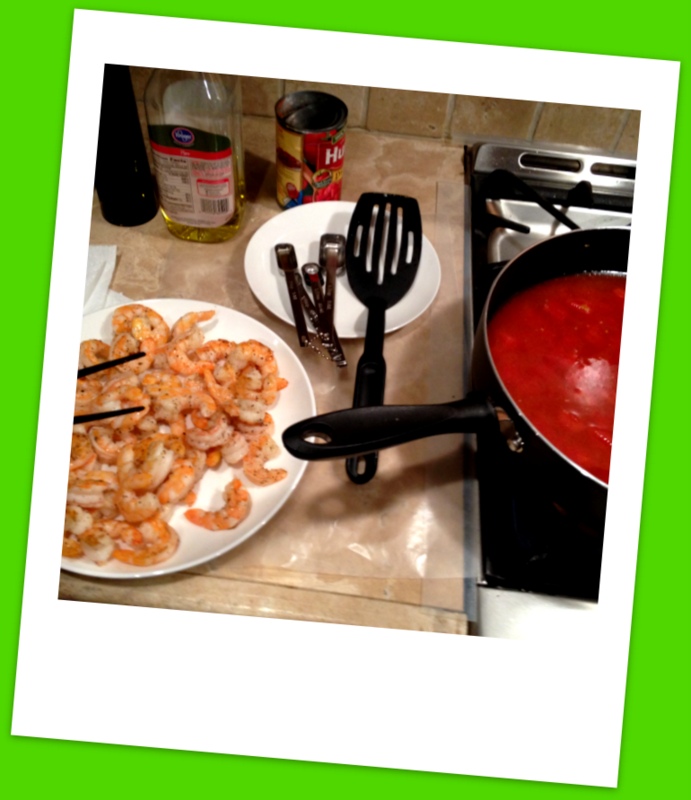 Process underway, trying not to sample too many tasty, cooked shrimp.