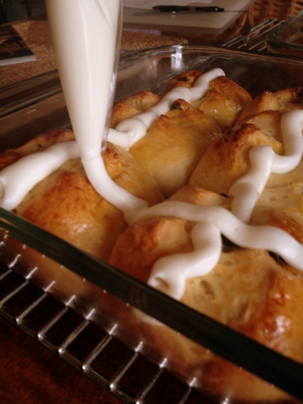 The icing will firm up as it sits.