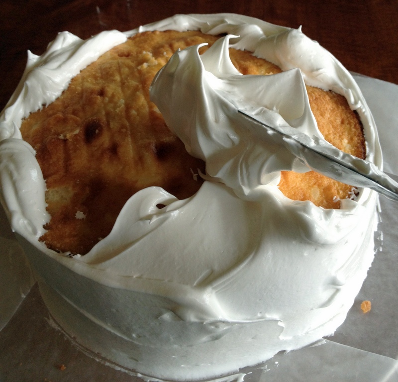 Second layer on, about to be topped.