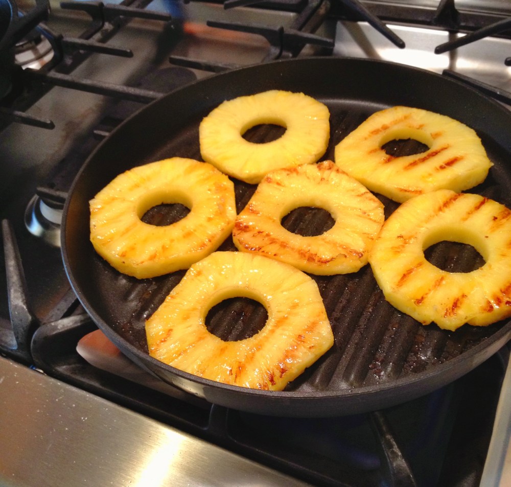 Getting grill marks on the pineapple rings